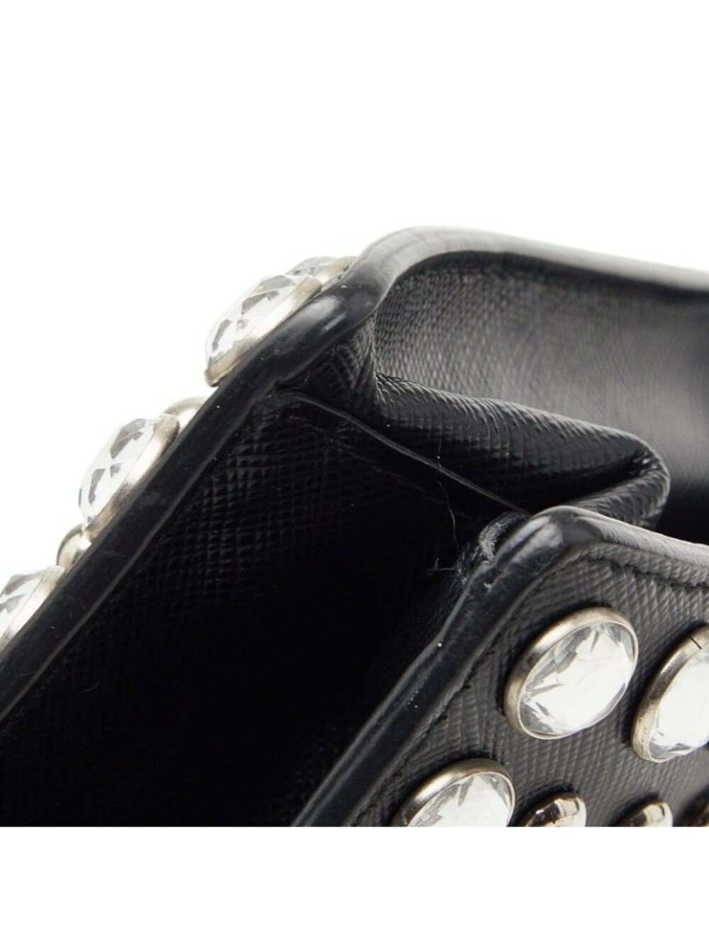 Prada Studded 2-Way Shoulder Bag Black Saffiano Leather Visual - Picture 5 of 9